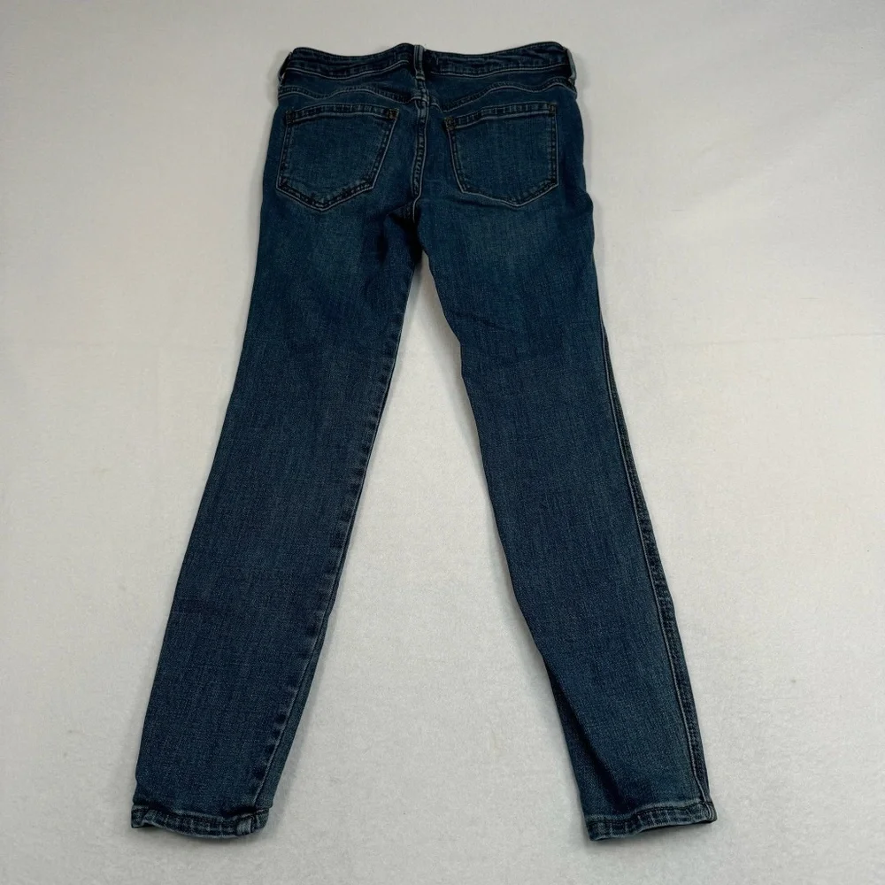 Free People Button Fly Skinny Jeans Womens Size 25 Medium Blue Mid Rise